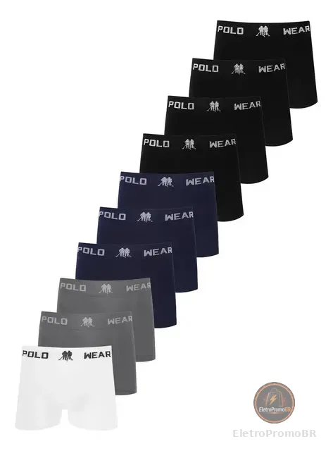 Kit 10 Cuecas Boxer Sem Costura Polo Wear Sortido
