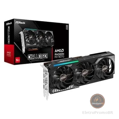 Placa de Vídeo ASRock RX 9070 Challenger AMD Radeon, LED, 16GB, GDDR6, FidelityFX, RDNA - 90-GA5NZZ-00UANF