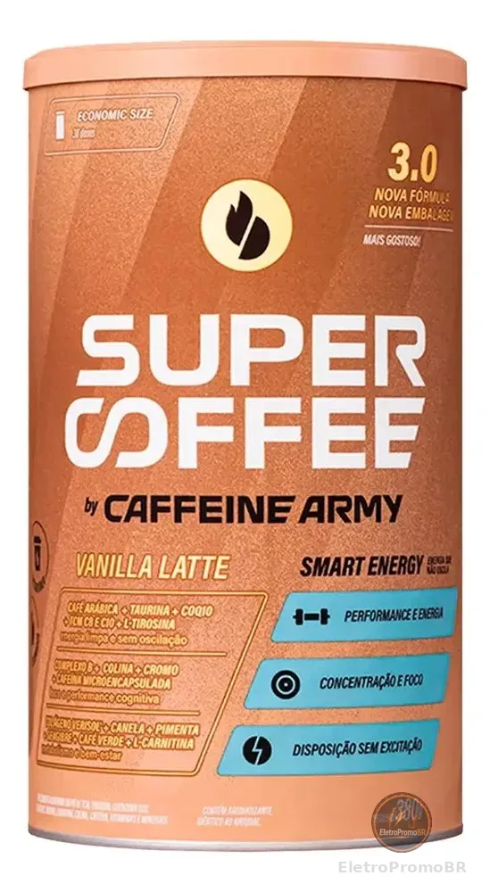 SuperCoffee 380g Caffeinearmy Termogênico Pre Treino Sabor Vanilla Latte