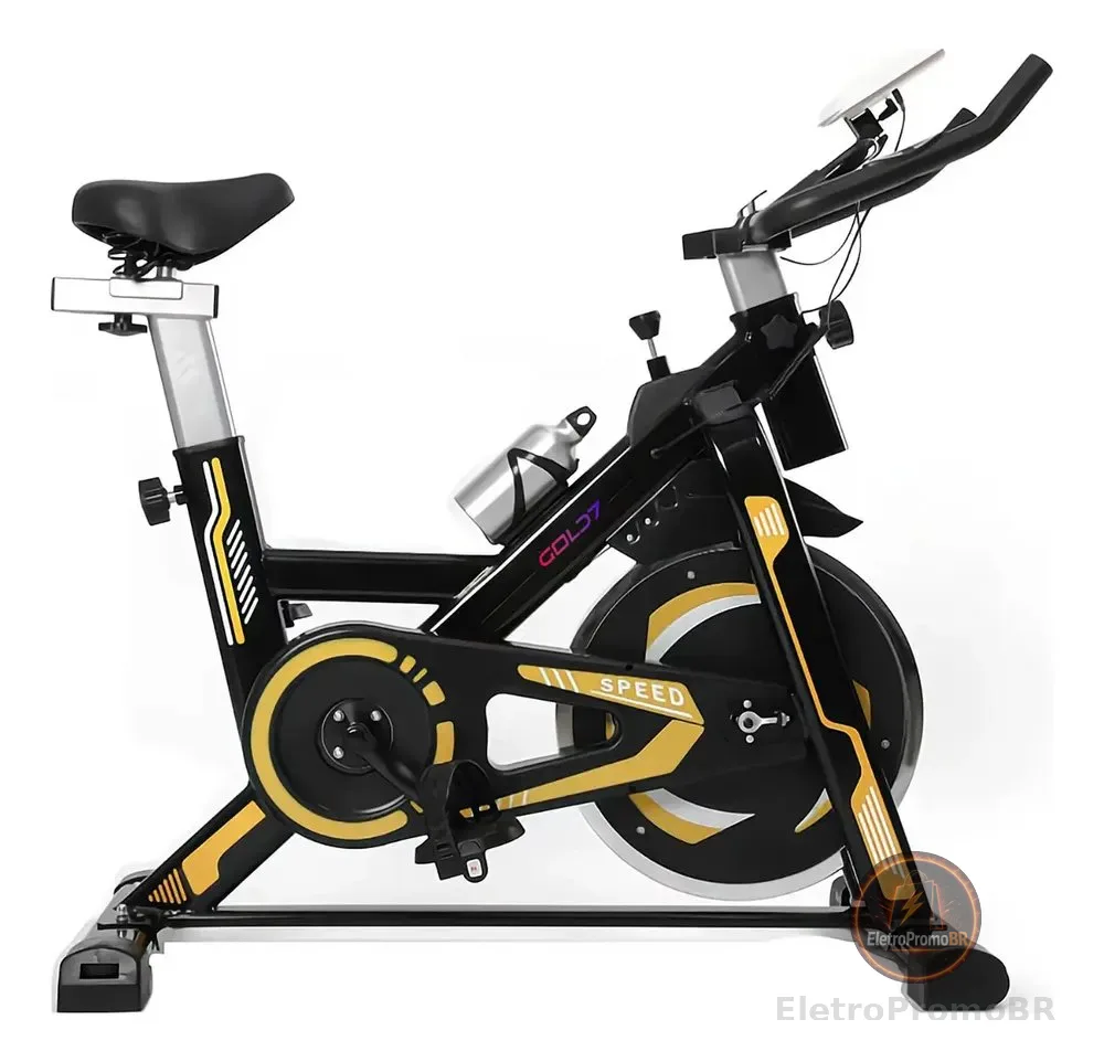 Bicicleta Ergométrica Spinning Mecanica Roda Inércia 13kgs Preto/amarelo