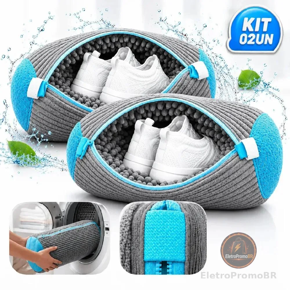 Kit 2 Saco Para Lavagem De Sapatos e Tênis Na Máquina De Lavar Com Protetor Anti-estrago de Poliéster