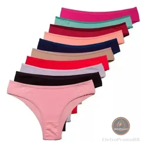 Kit 10 Calcinha Microfibra Feminina Calcinhas Algodão Tanga Lisas E Estampadas G
