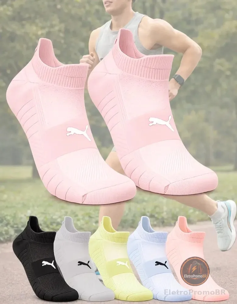 Meia Puma Poliamida Esportiva Corrida Dry Academia Soquete Rosa M (34-39)