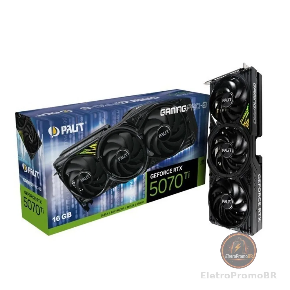 Placa de Video GeForce NVIDIA PALIT RTX5070TI 16GB GAMINGPRO-S GDR7 256BIT 3-DP HD