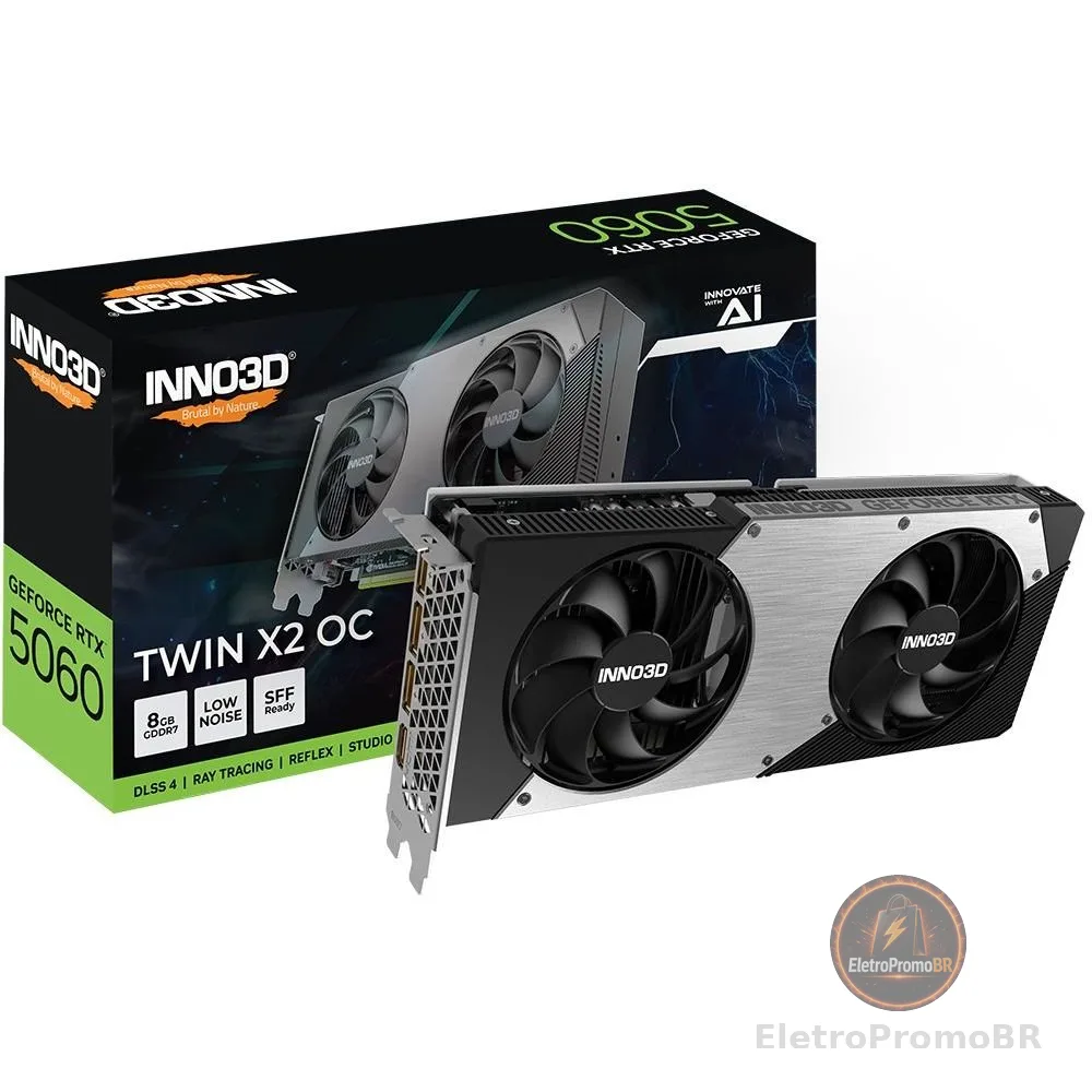 Placa de Vídeo NVIDIA GeForce INNO3D RTX5060 8GB TWIN X2  OC V2 GDDR7