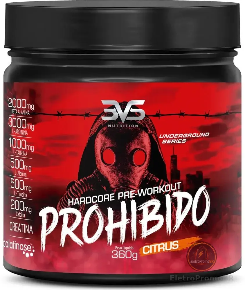 Pré Treino Prohibido Com Creatina E Beta Alanina 360g - Sabor: Citrus - 3VS Nutrition