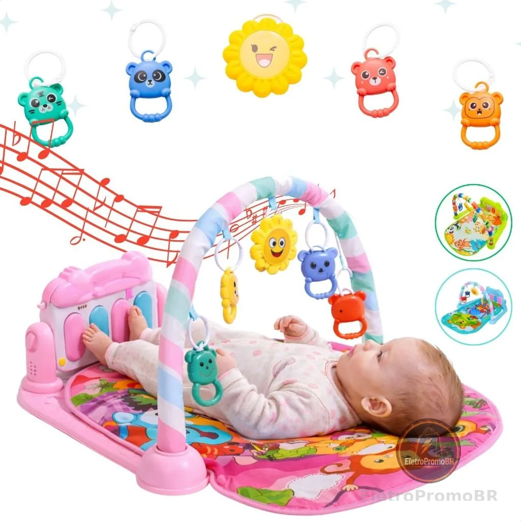 Tapete de Atividades Musical com Piano Interativo Ginásio com Som e Luzes