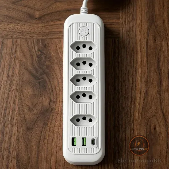 Extensão Elétrica Tomadas Usb Type-c Bivolt 2m Chave Liga Jxb75+2+1