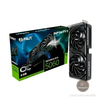 Placa De Video Palit Geforce RTX 5060 8GB Infinity 2 Oc Gddr7 128bits - Ne75060v19p1-gb2063l