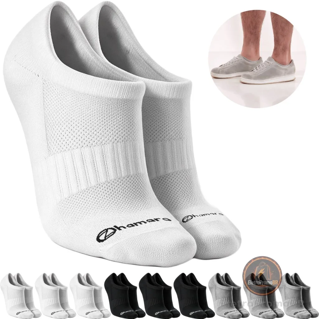 Kit 10 Pares Meias Zhamaro Algodão Sapatilha Masculina Feminina Meia Cano Curto Soquete Confortável