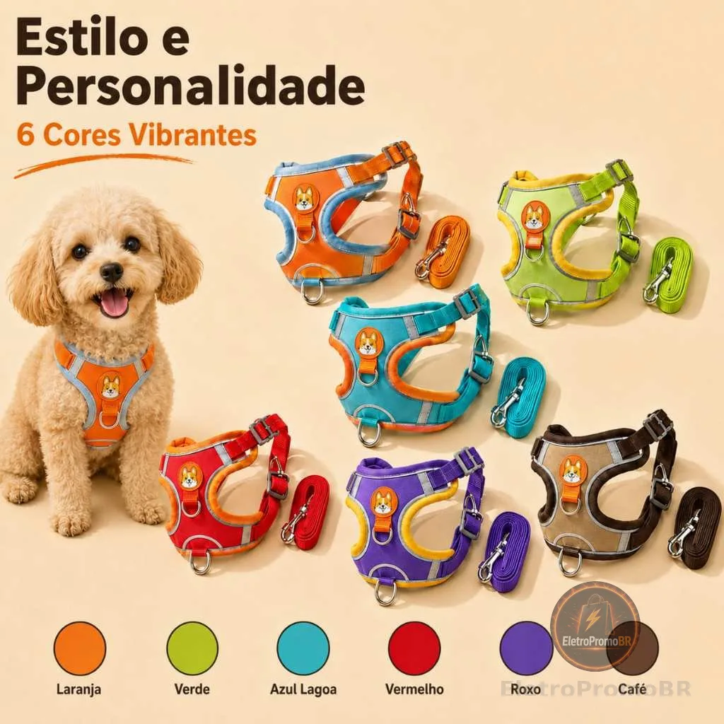 Coleira Peitoral Cachorro E Gato, Conjunto De Guia + Coleira Tipo Colete Para Pet Pequenos E Médios