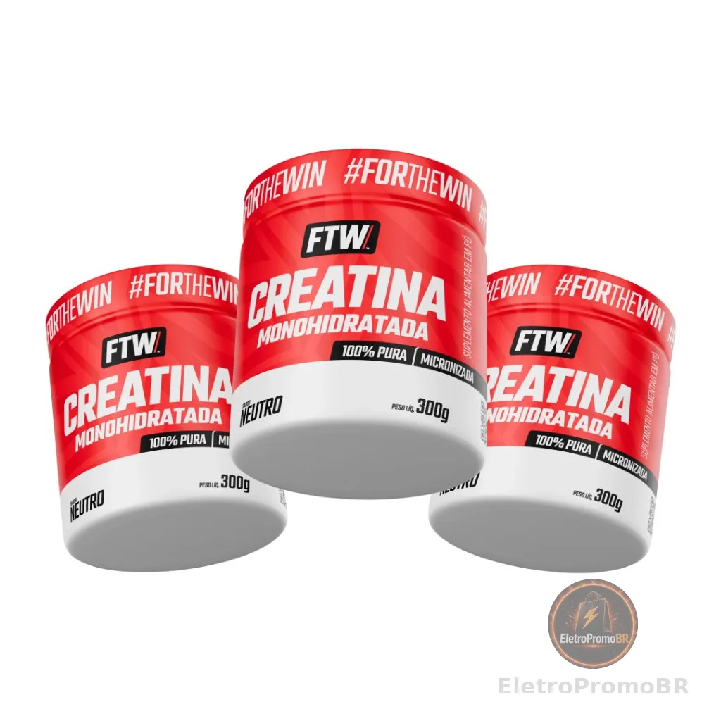 Kit 3x Creatina Monohidratada Pura 300g - FTW