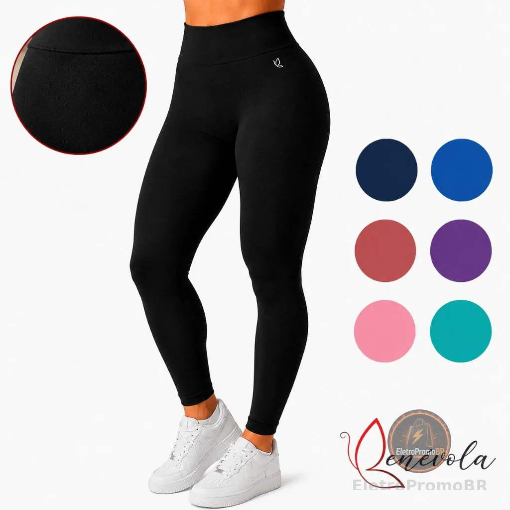 Calça Legging Benévola Feminina Poliamida Sem Costura Grossa Cintura Alta Sem Transparência Fitness