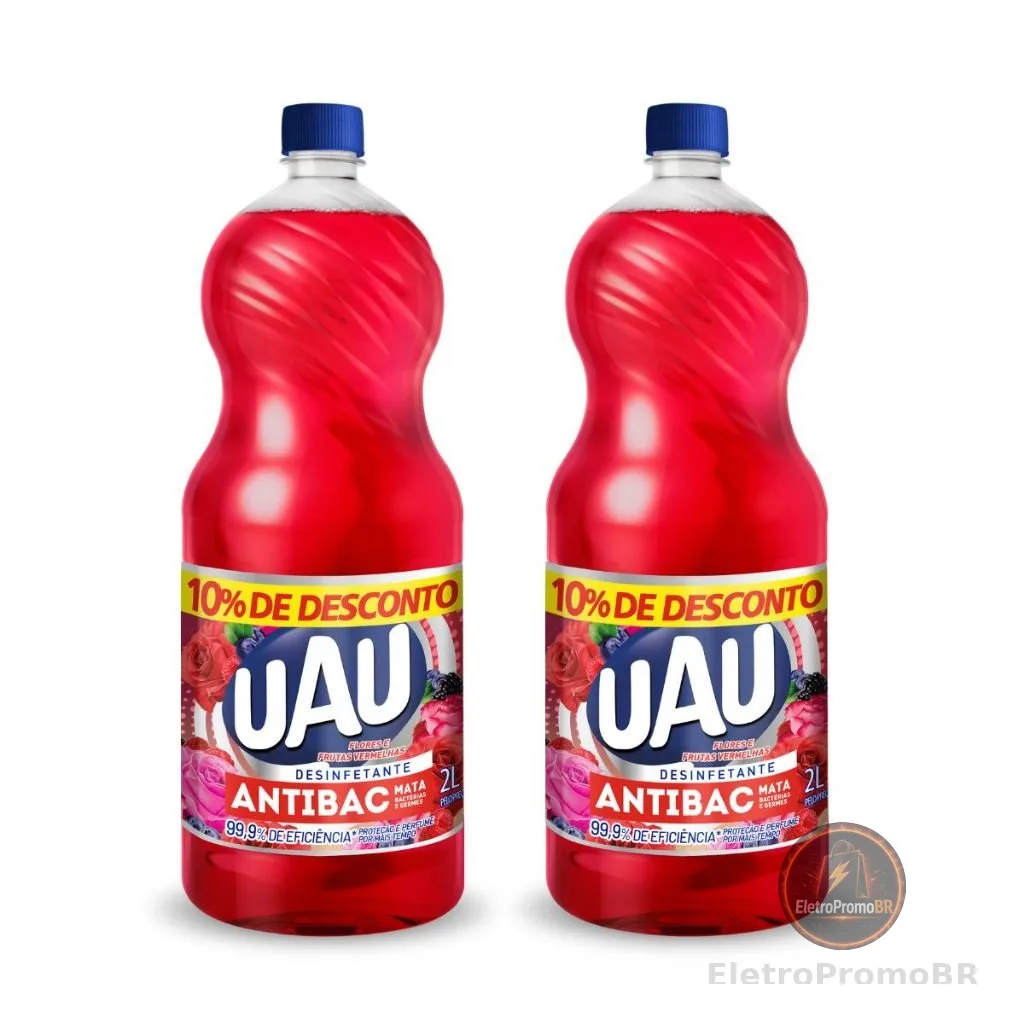 Kit 2un Desinfetante Uau Antibac Flores E Frutas 2L