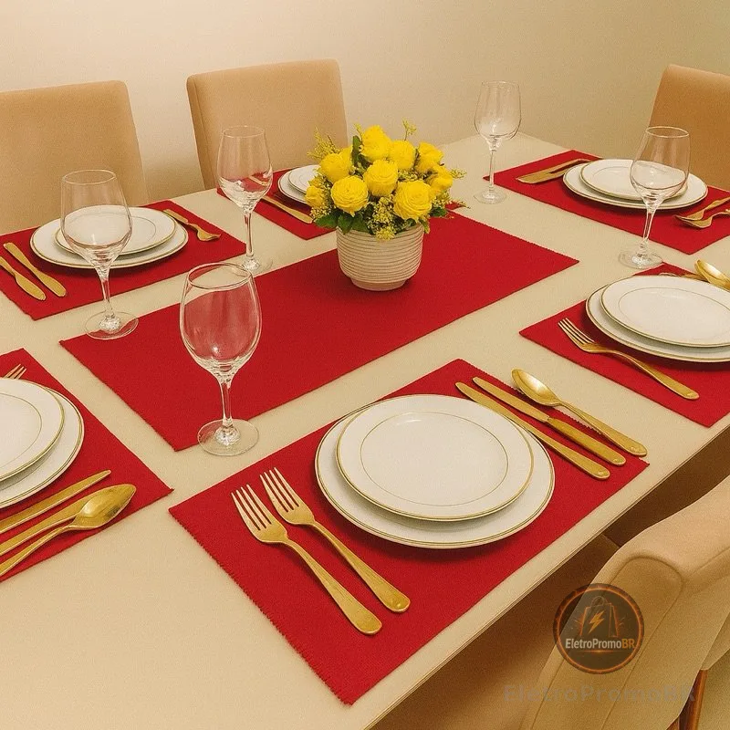 Jogo Americano para Mesa 7 peças Feito em Tear Algodão Imperdível Decoração Promoção