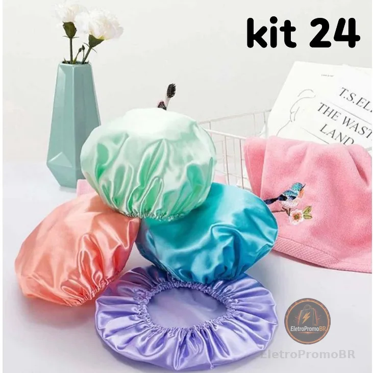kit 24 unidade touca de cetim anti frizz