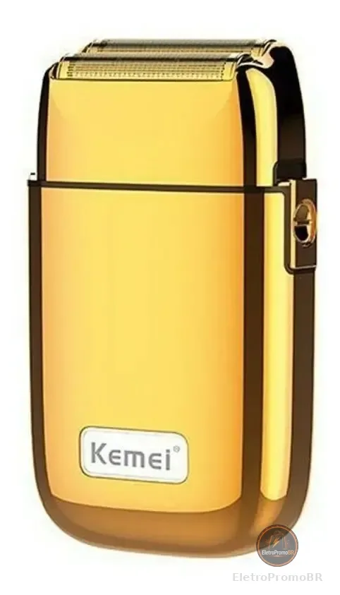 Barbeador Elétrico Sem Fio Kemei KM-TX1 Portátil Dourada 120min