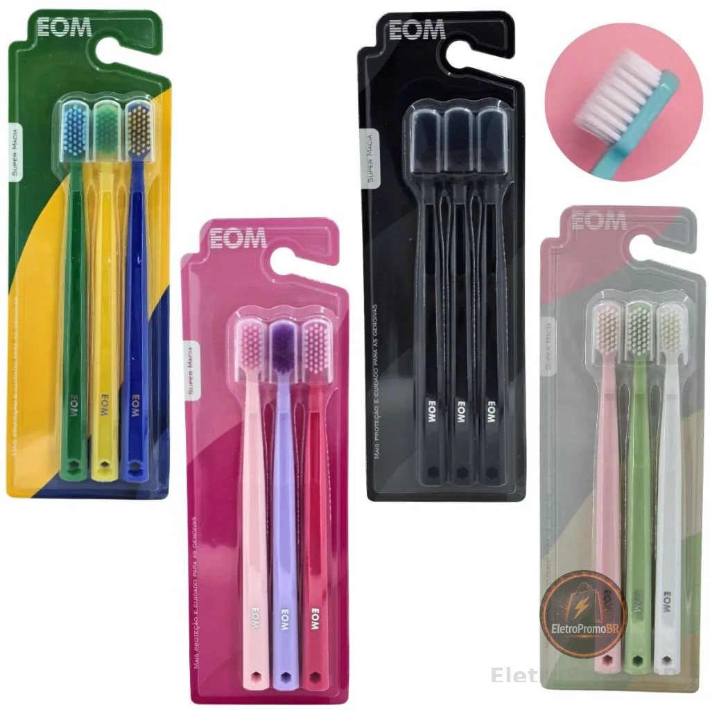 Kit Escova de Dente Adulto Lilas Azul Cerdas Macias com Capa Protetora Rosa 18cm Ideal para Viagem