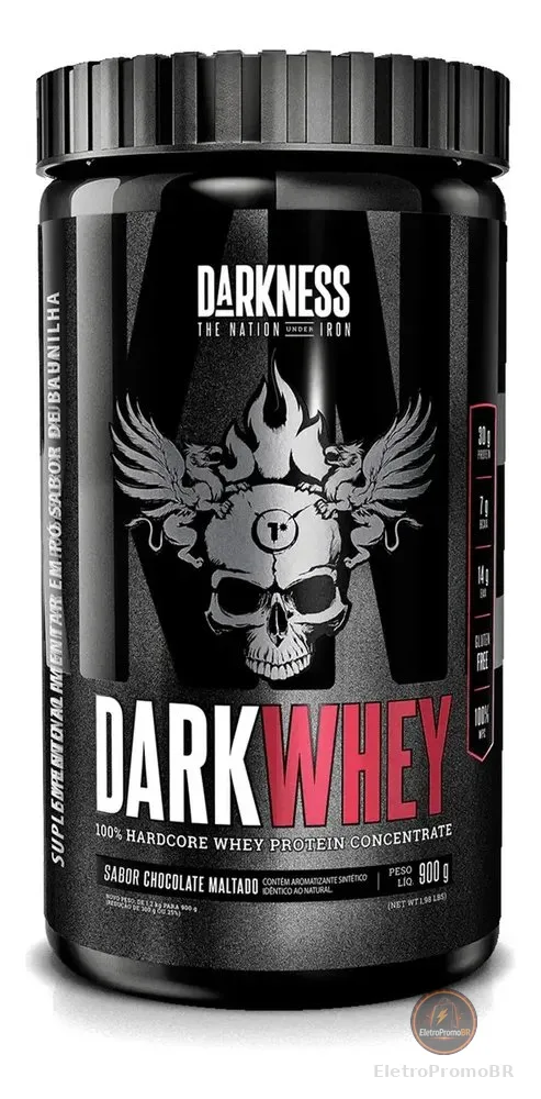 Whey Protein Concentrado Dark Whey 100% Chocolate Maltado 900g Darkness