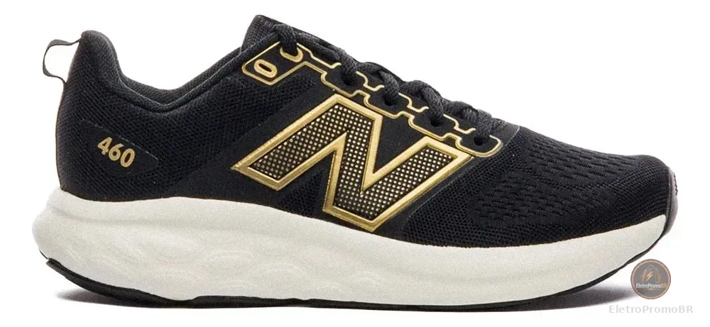 Tênis New Balance 460 V4 Feminino Esportivo Casual Versátil Preto/dourado Liso 37 Br