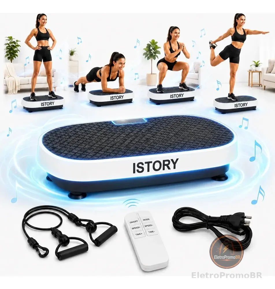 Plataforma Vibratória 199 Níveis Controle Remoto Bluetooth Branco 110v/220v