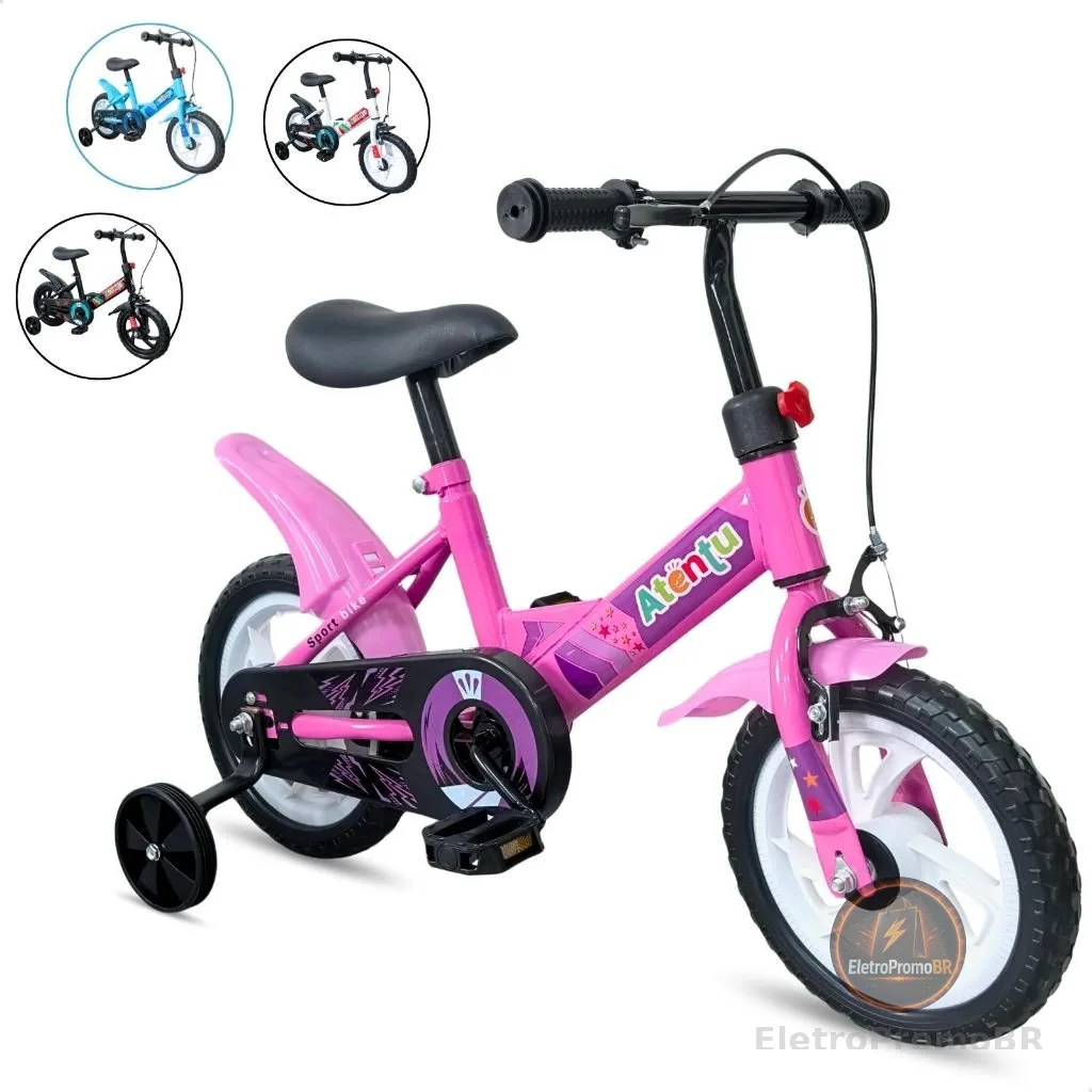 Bicicleta Infantil Aro 12 Menina Menino com Pedal e Rodinhas para Criança