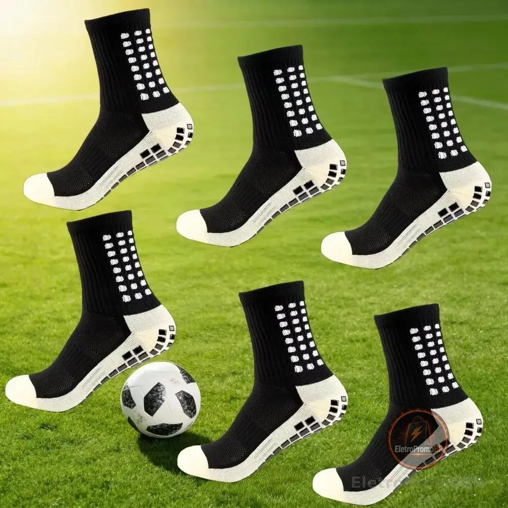 Kit 3 Pares Meia Antiderrapante Futebol Esportiva Meião Pro Preto Tamanho Único