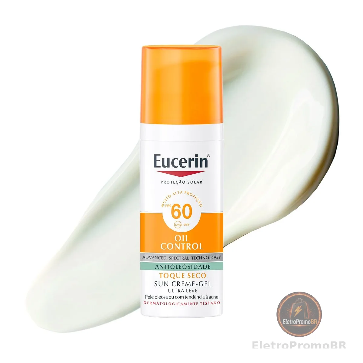EUCERIN Protetor Solar Facial Oil Control FPS 60 50ml, Antioleosidade, Rosto, Proteção UVA, UVB e Luz Visível