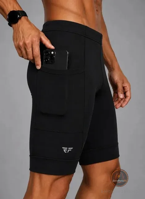 Bermuda De Compressão Masculina Com Bolso Corrida