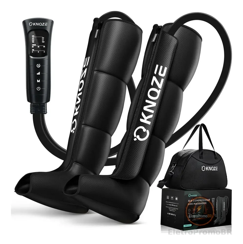 Bota Pneumatica Fisioterapia Massageador Eletrico 6 Modos 127/220v Preto