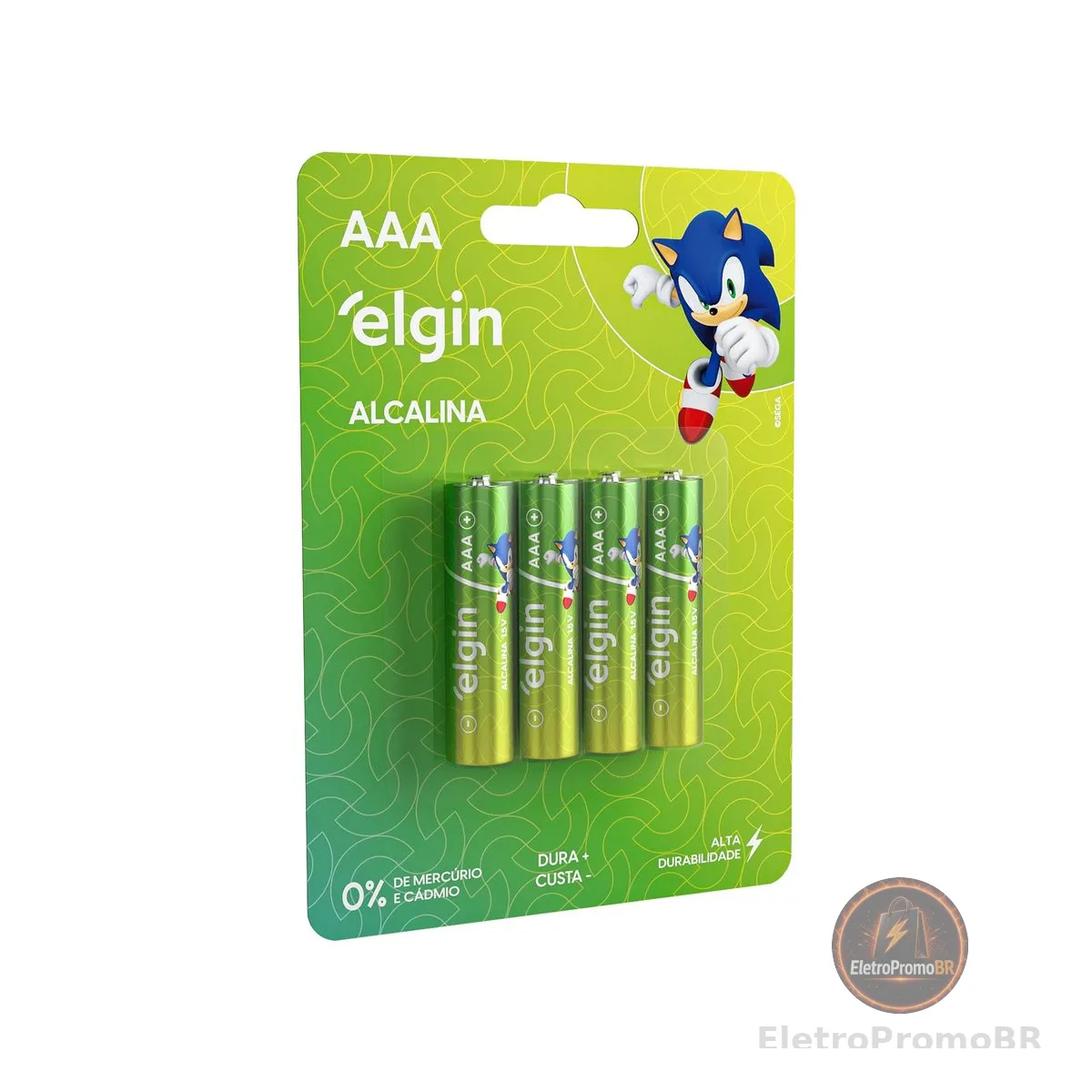 Pilha Alcalina, Elgin, Palito AAA, Blister com 4