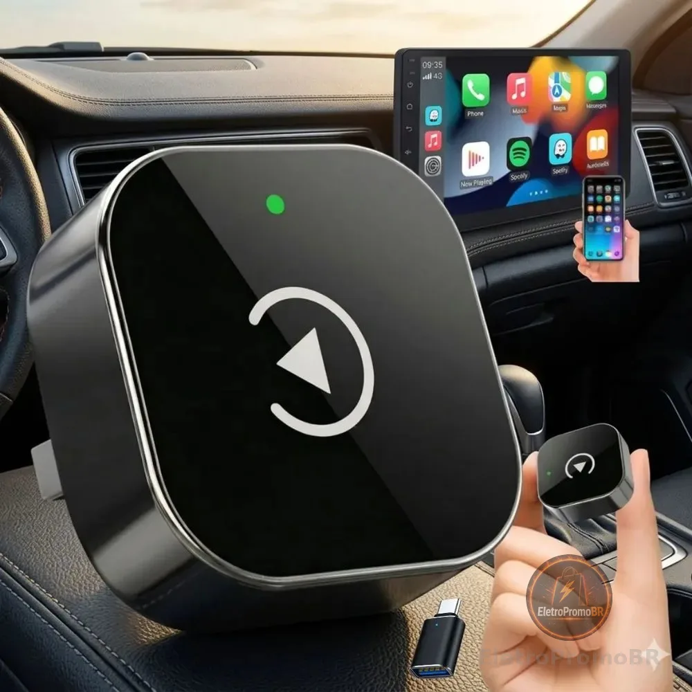 Carplay Adaptador Sem Fio Car Play Android Auto 2 Em 1 Usb