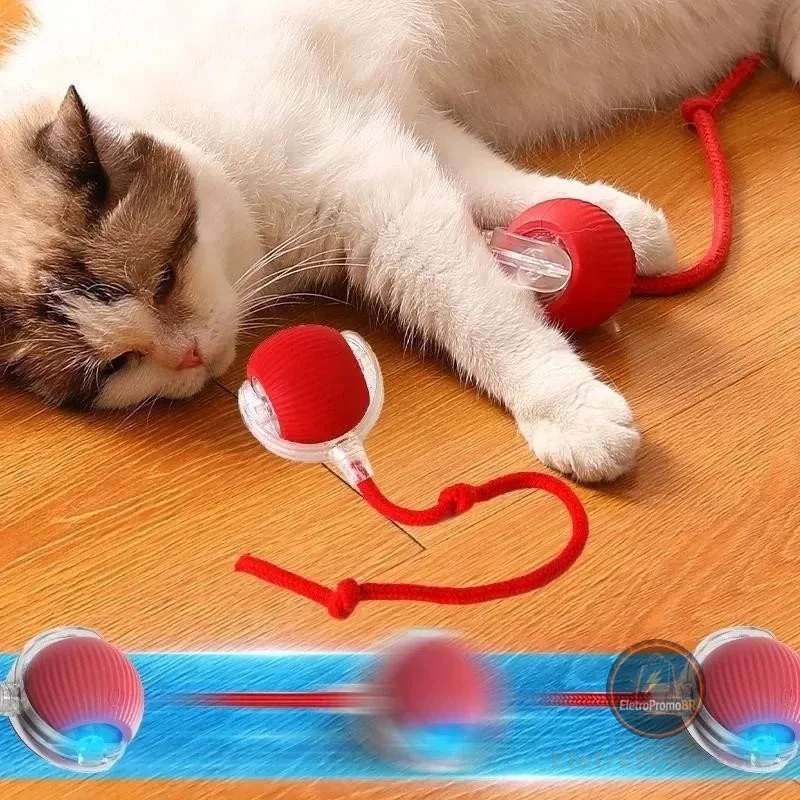 Brinquedo Inteligente Recarregável para Gatos com Bola Automática e Rabo Falso Elétrico