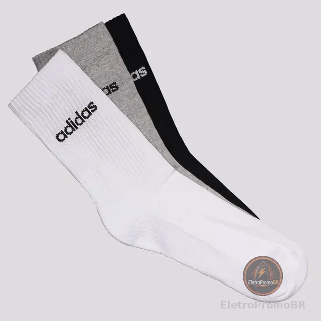 Kit Meia adidas Crew 3 Pares