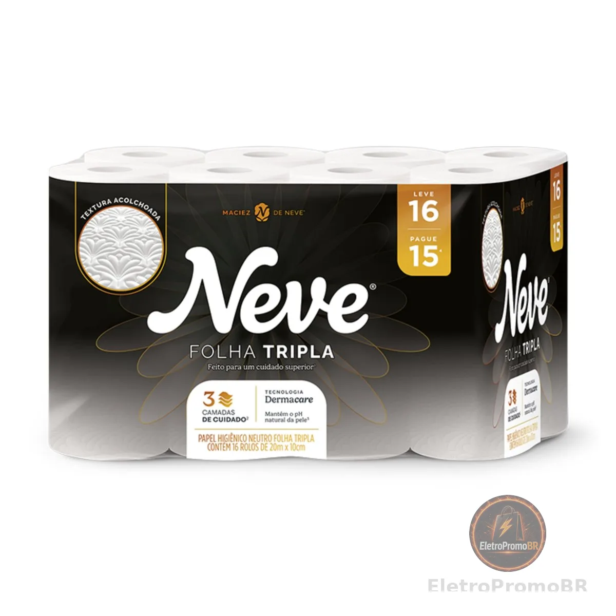 Neve Papel Higiênico Supreme Folha Tripla, 20m, Leve 16 Pague 15 Rolos
