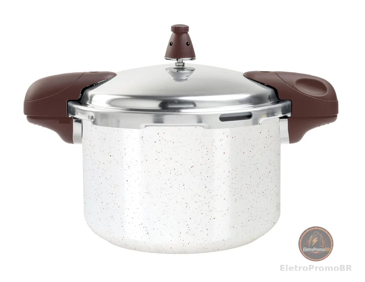 Brinox - Panela de Pressão 5,4L Antiaderente Ceramic Life Pressure com Fundo de Indução - Vanilla