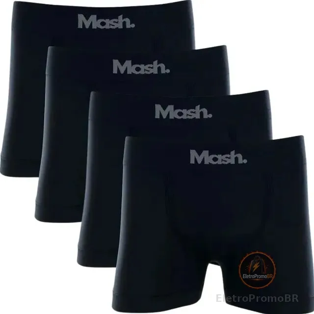 Kit Com 4 Cuecas Boxer Microfibra Mash Box Sem Costura