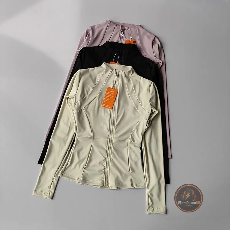 Mulheres Jaqueta Esportiva Zip Fitness Yoga Camisa Treino Correndo Casacos Quente Ginásio Manga Longa Superior Cardigan
