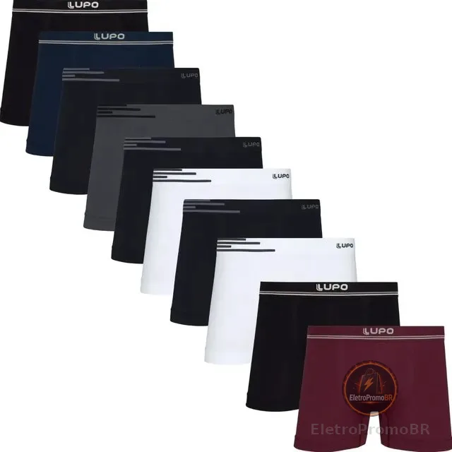 Kit 10 Cuecas Boxer Lupo Microfibra Sem Costura Adulto
