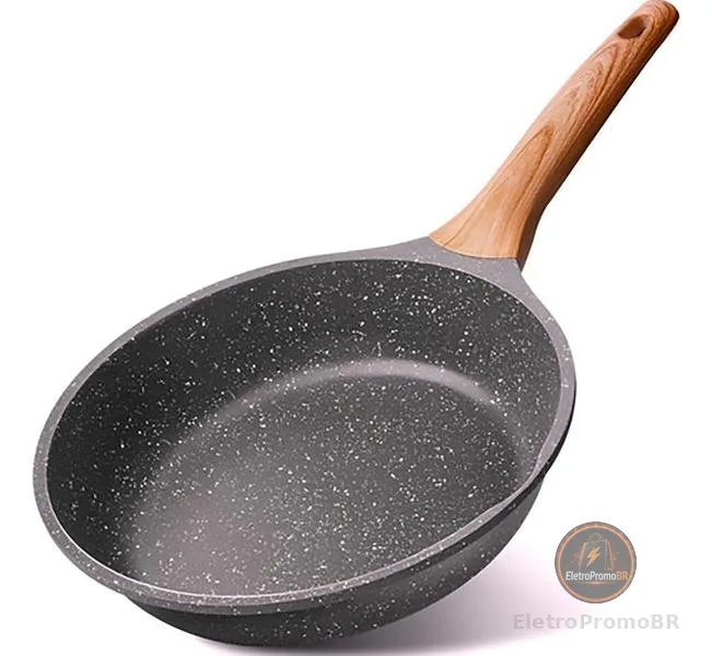 Frigideira Panela De Cerâmica Indução Magnética Ou Gás Compacta Com Cabo Ergonômico Linha Premium