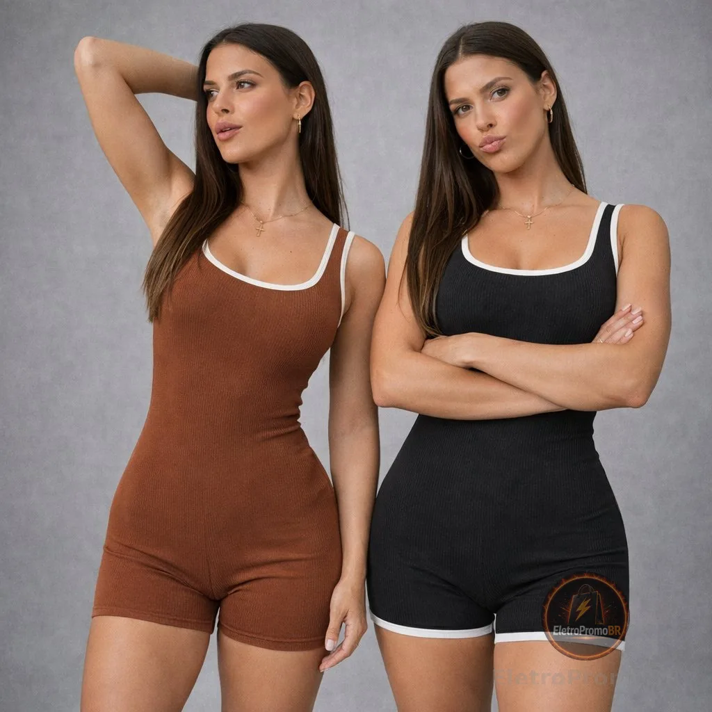 Macaquinho Feminino Fitness Anrruga Modelador com Compressão Envio Imediato