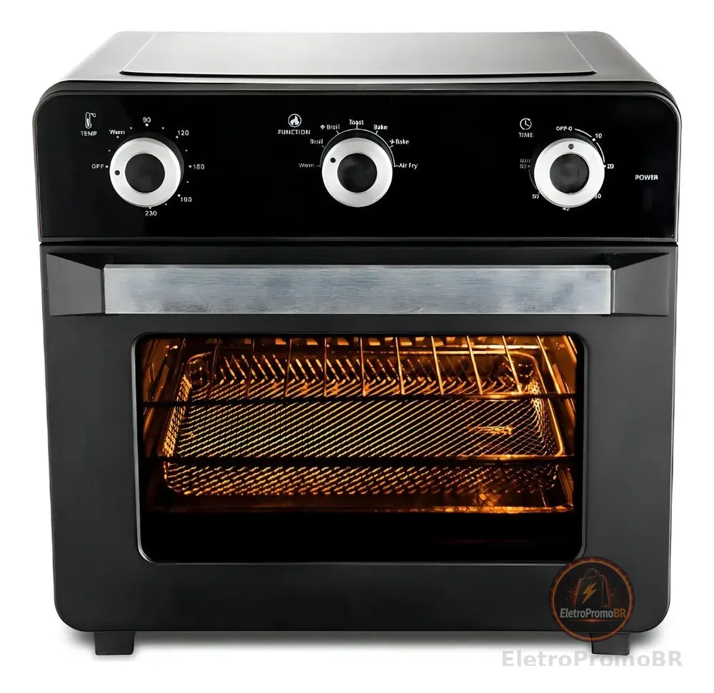 Forno Elétrico Hamilton Beach de 20L Com Air Fryer e Grill Preto