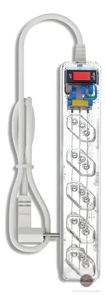 Filtro de Linha Clamper iClamper Energia 5 Tomadas, com DPS e Proteção contra Raios e Surtos Elétricos