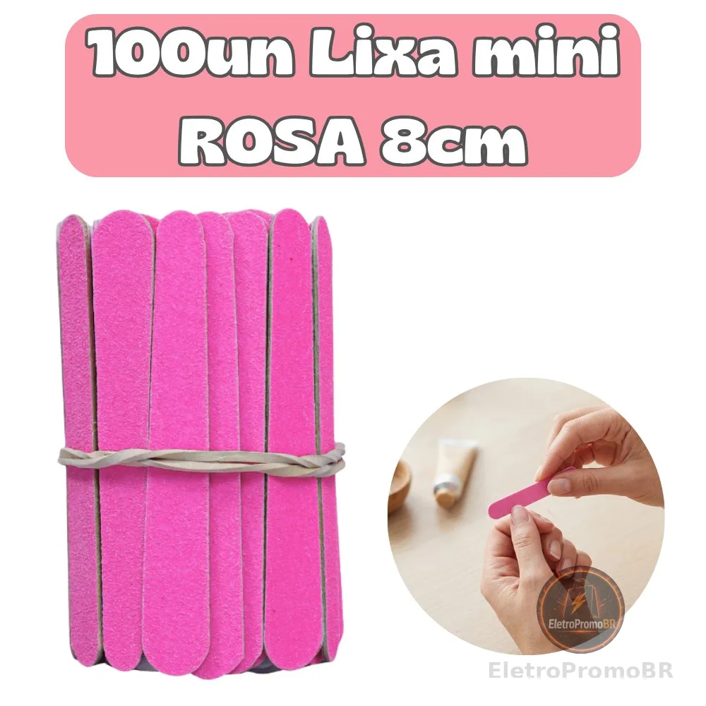Lixa MINI ROSA 8Cm Salão de Beleza Spá Estética Cutícula Clinicas Manicure Pedicure Descartável
