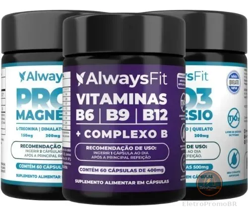 Kit 2 Pro3magnésio + 1 Complexo B  2 Meses De Uso Sem Sabor
