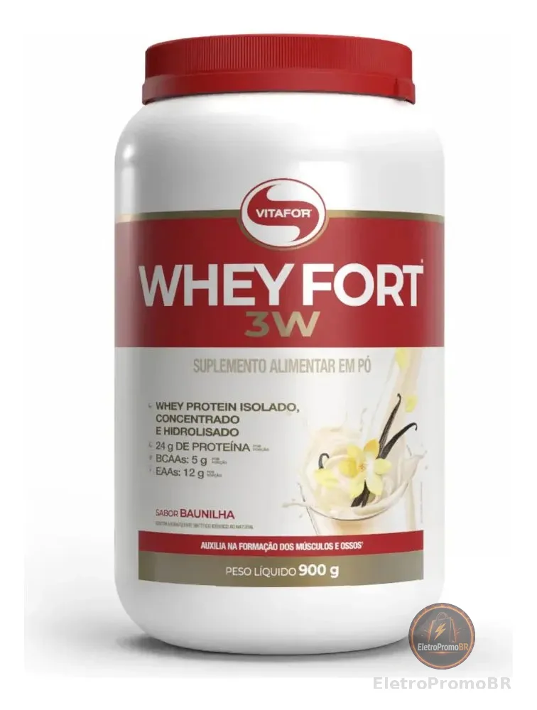 suplemento alimentar Whey Fort 3W Baunilha 900g Vitafor
