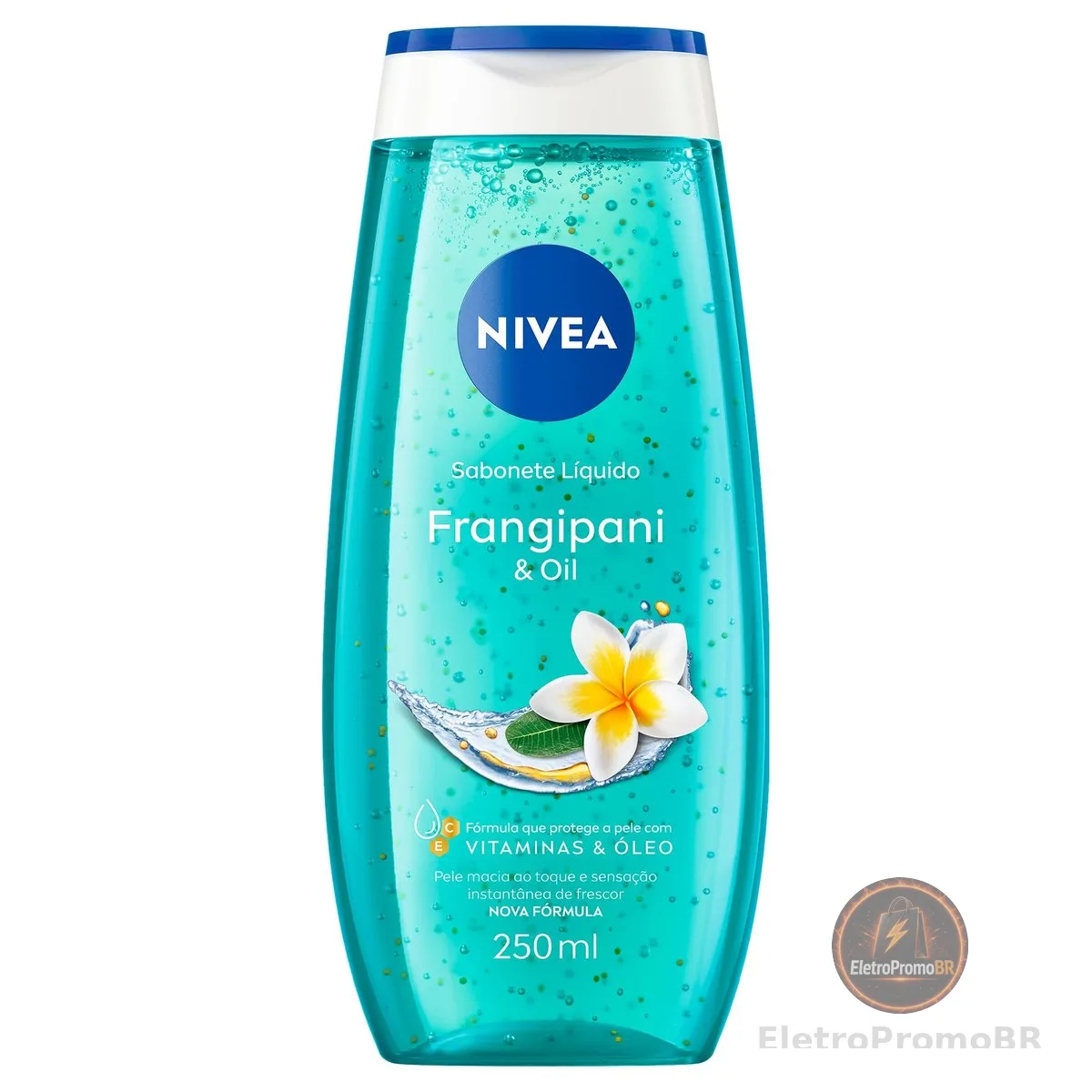 NIVEA Sabonete Líquido Frangipani & Oil 250ml, Limpeza Corporal, Pele Macia, Óleos e Vitaminas, Equilíbrio com o pH, Sensação Refrescante