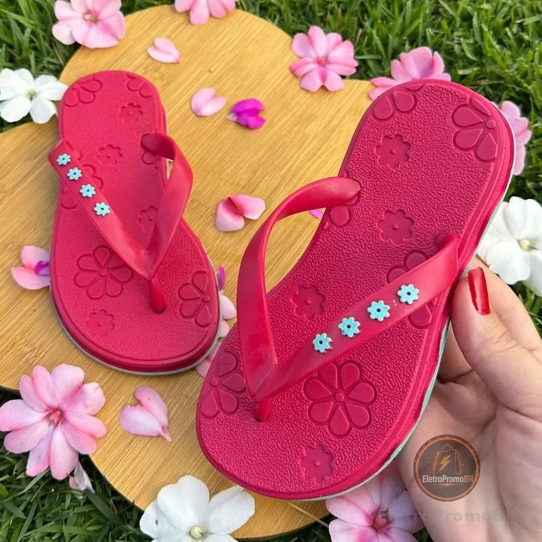 Chinelo Infantil Sandália Menina Feminina Modinha Maria Flor Macia Solado Antiderrapante e Seguro