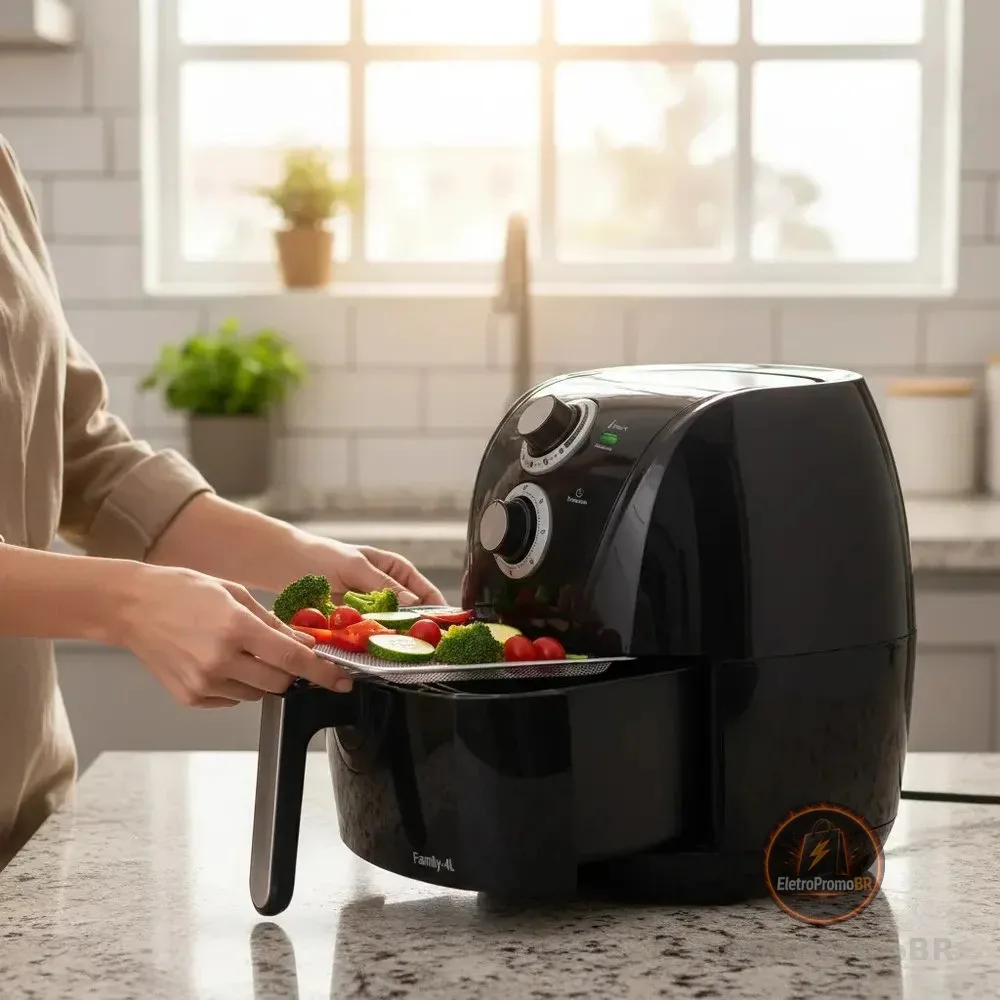 Fritadeira Sem Óleo Air Fryer 4L Mondial, Preto/Prata 1500W AFN-40-BFS