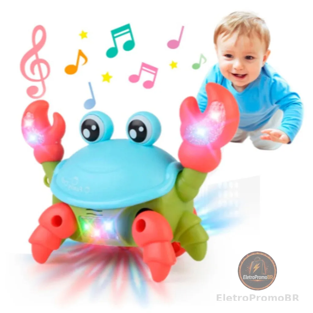Caranguejo Brinquedo Fujão Som Luz E Movimento Maluco Siri Carangueijo Musical